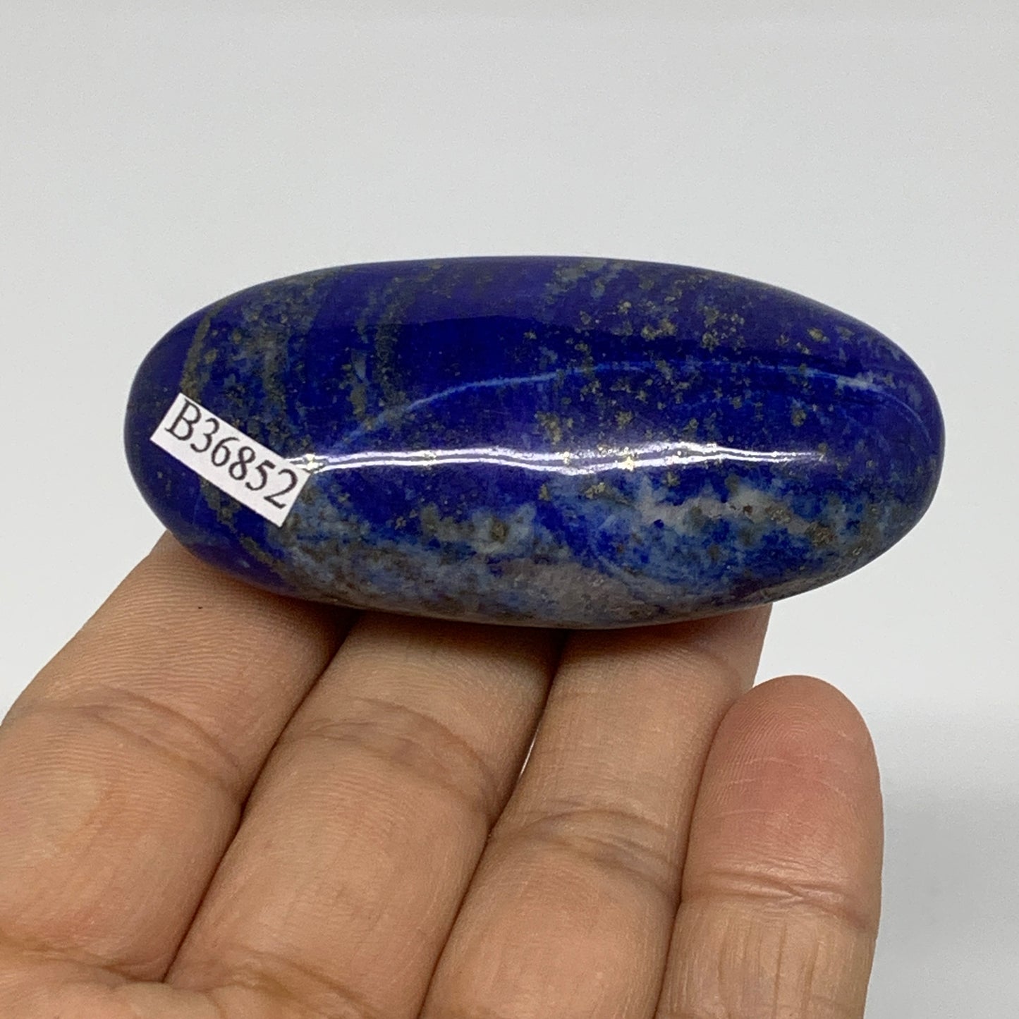 70.2g, 2.5"x1.2"x0.8", Natural Lapis Lazuli Palm Stone @Afghanistan, B36852