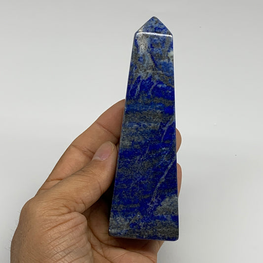 298.2g, 4.6"x1.4"x1.5", Natural Lapis Lazuli Tower Point Obelisk Afghanistan,B30