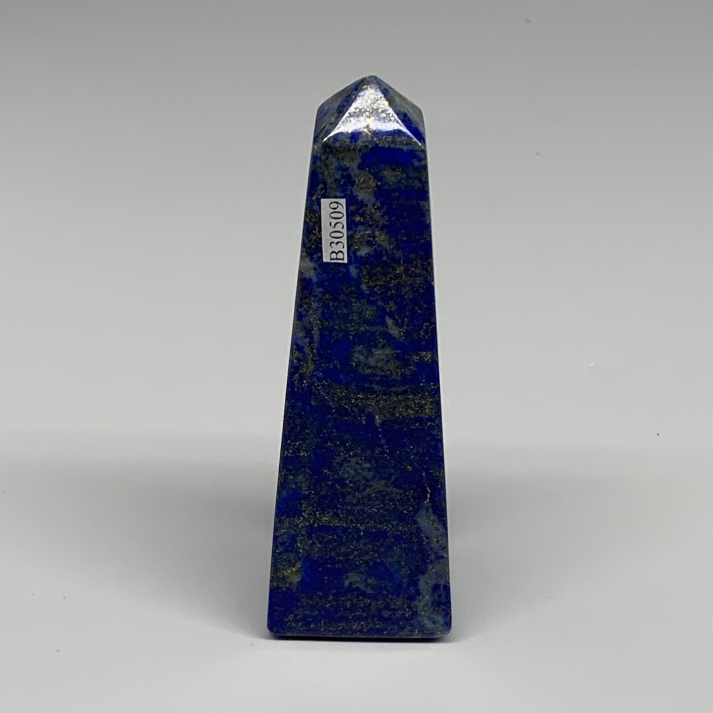 298.2g, 4.6"x1.4"x1.5", Natural Lapis Lazuli Tower Point Obelisk Afghanistan,B30