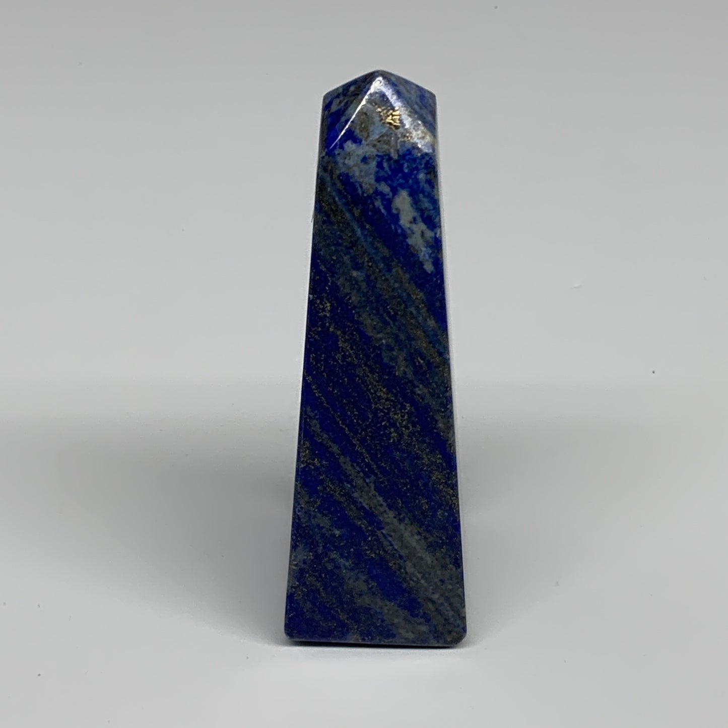 298.2g, 4.6"x1.4"x1.5", Natural Lapis Lazuli Tower Point Obelisk Afghanistan,B30