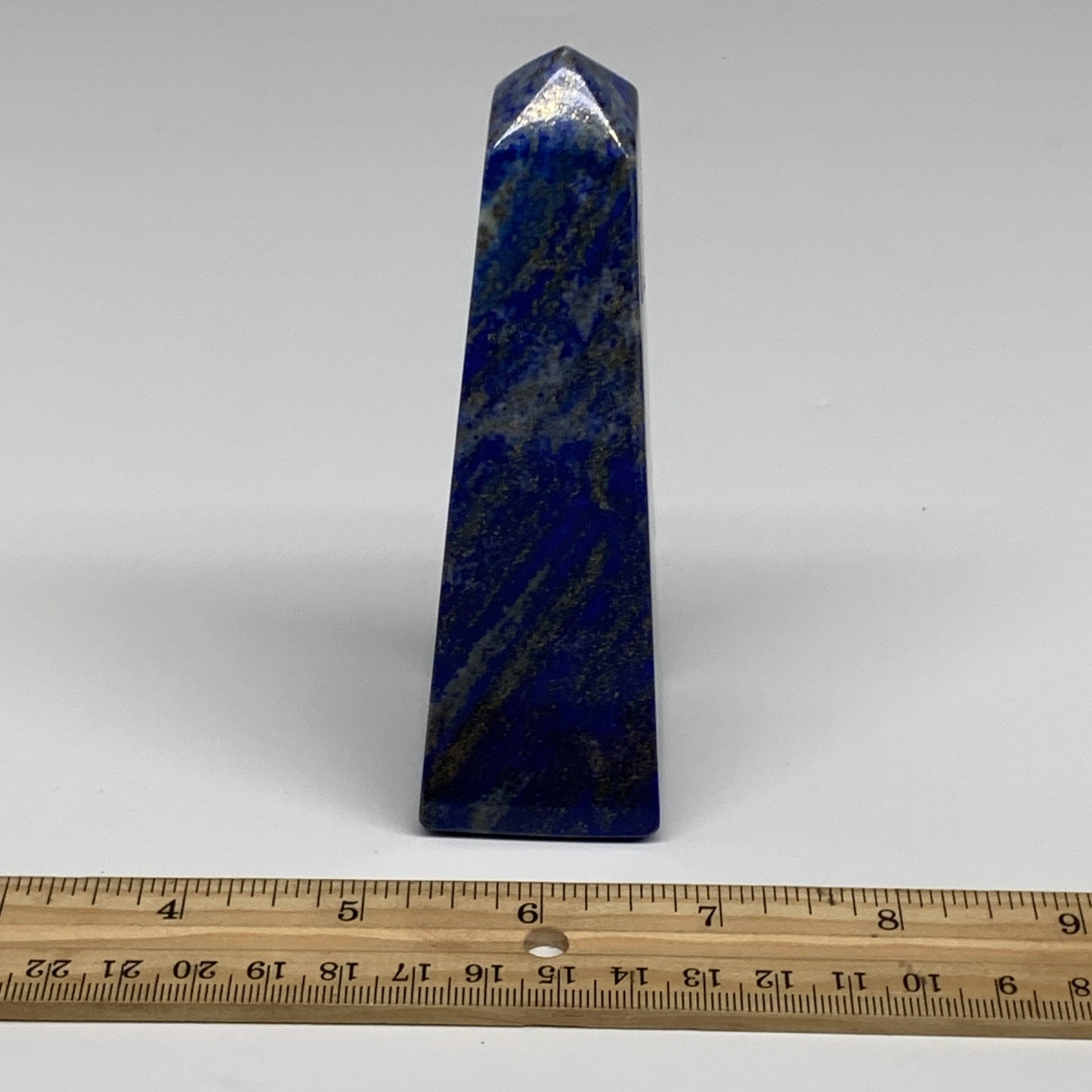 298.2g, 4.6"x1.4"x1.5", Natural Lapis Lazuli Tower Point Obelisk Afghanistan,B30