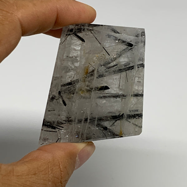 124.7g, 2.1"x1.8"x1.3", Black Tourmaline Rutile Quartz Crystal Chunk @Brazil,B27