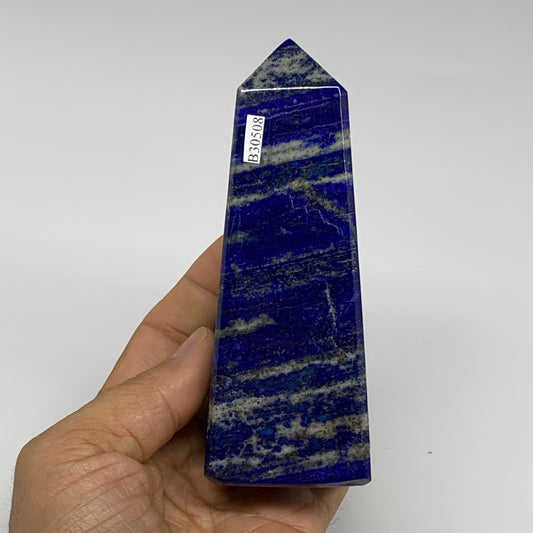 439.6g, 4.7"x1.5"x1.7", Natural Lapis Lazuli Tower Point Obelisk Afghanistan,B30