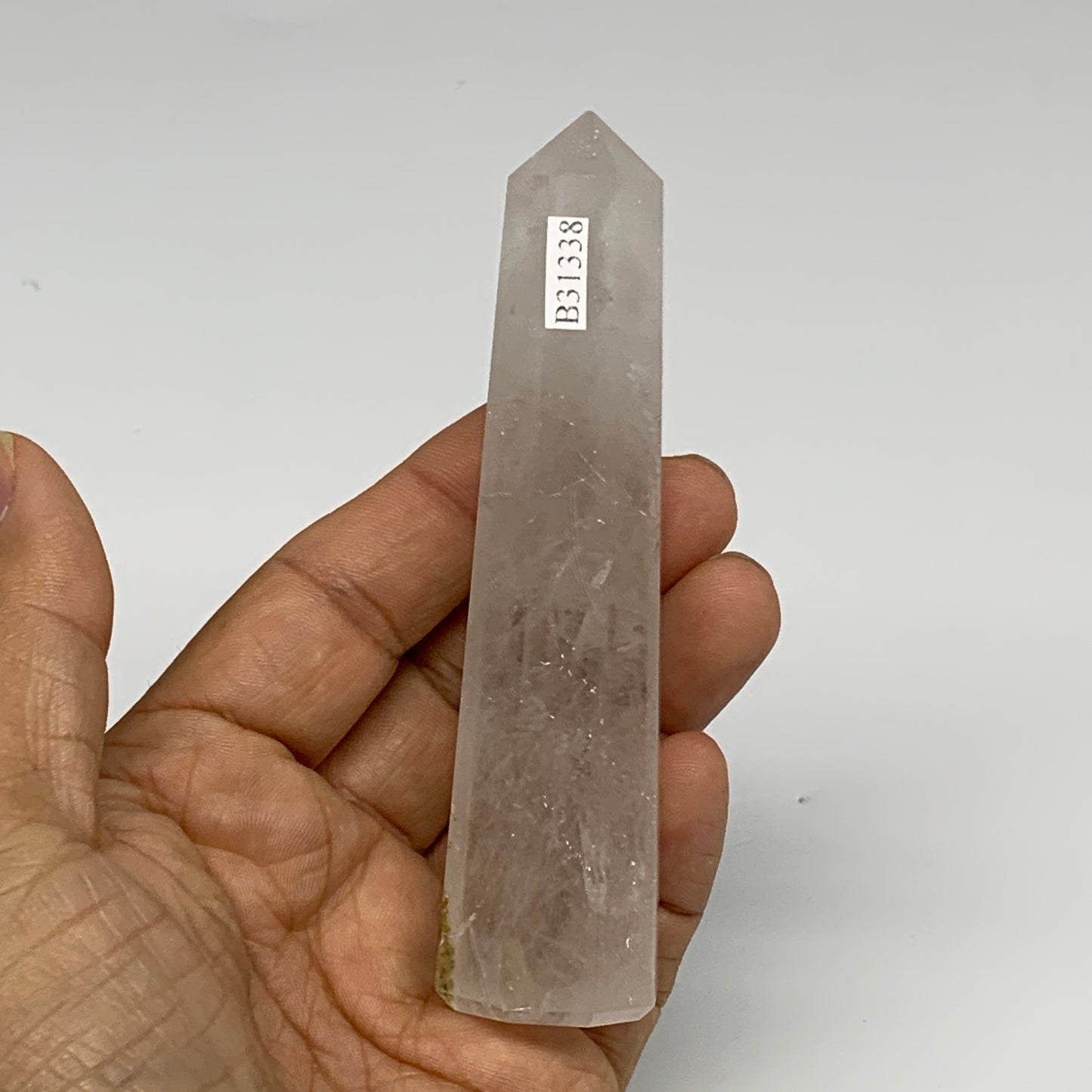 103.7g, 4.2"x1", Natural Quartz Crystal Tower Point Obelisk @India, B31338