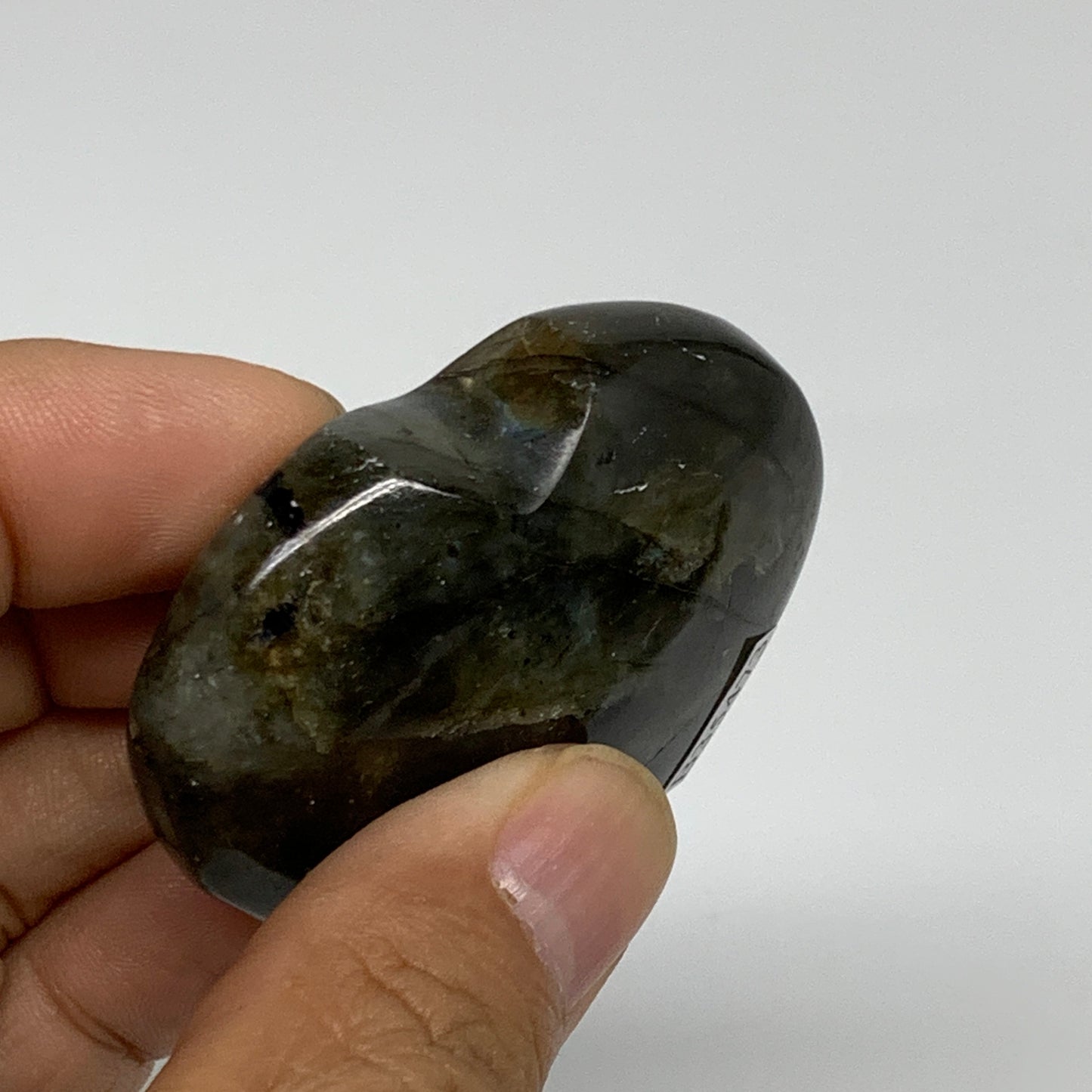69.1g, 2"x2"x0.7", Natural Labradorite Heart Polished Crystal, B35473