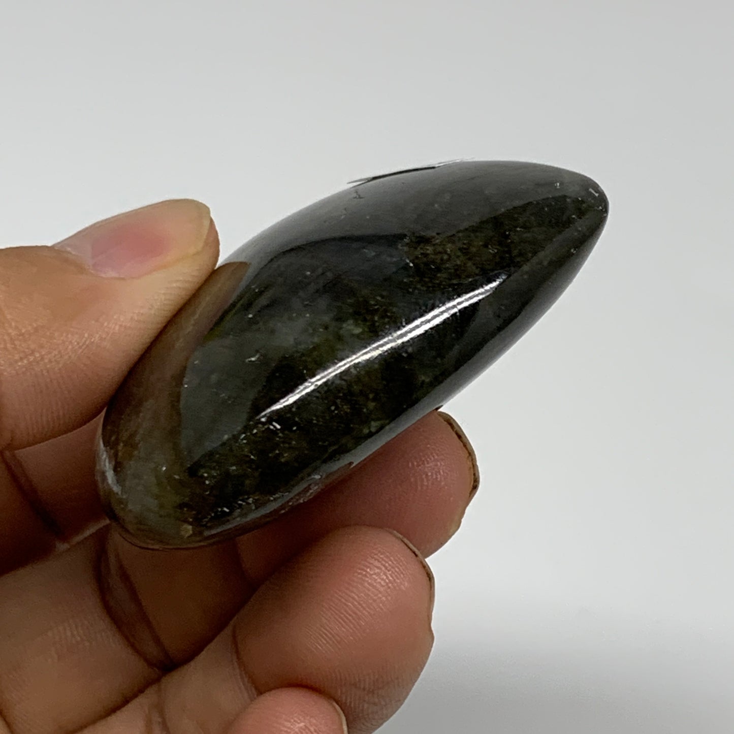 69.1g, 2"x2"x0.7", Natural Labradorite Heart Polished Crystal, B35473