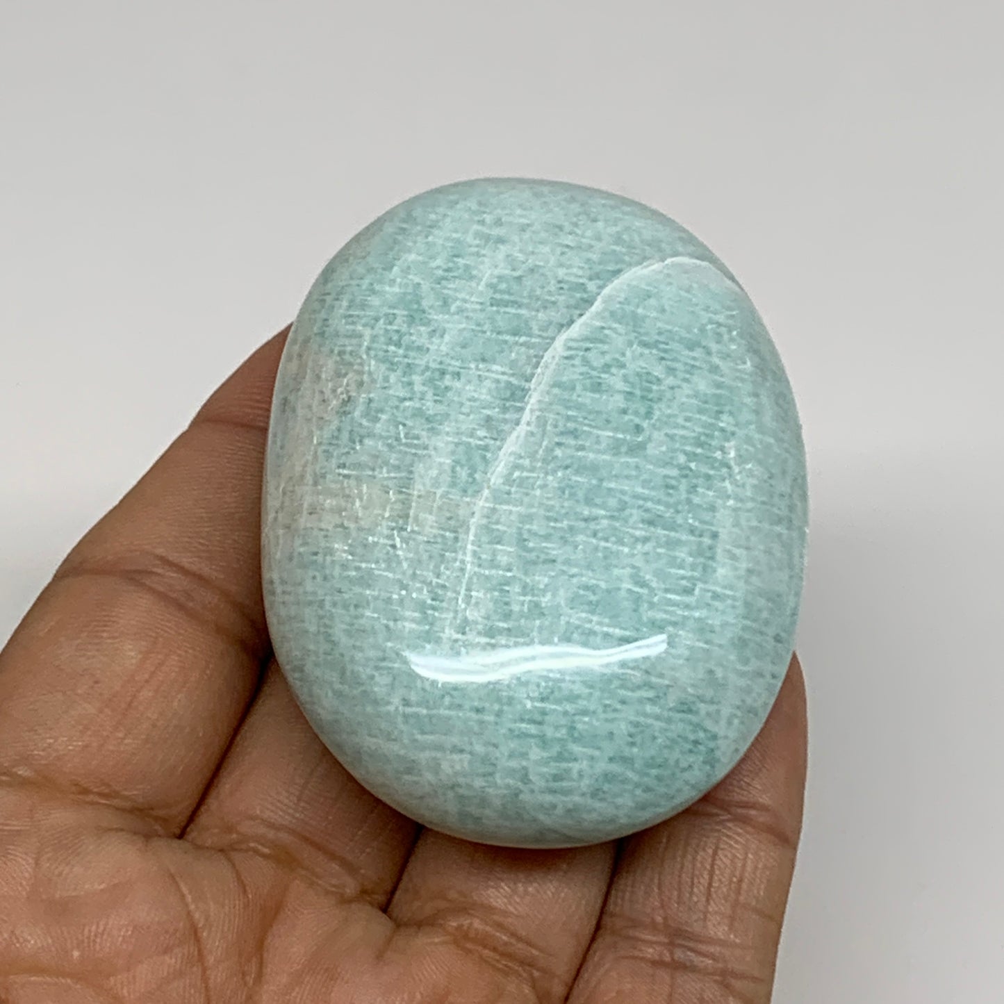 112.2g, 2.5"x1.8"x1", Natural Amazonite Palm-Stone Tumbled Polished, B34702