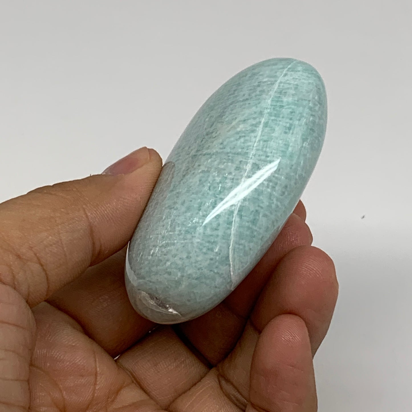 112.2g, 2.5"x1.8"x1", Natural Amazonite Palm-Stone Tumbled Polished, B34702