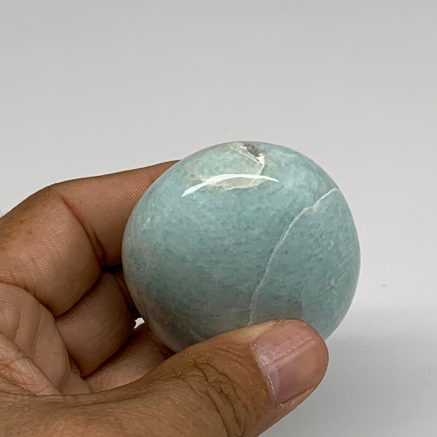 112.2g, 2.5"x1.8"x1", Natural Amazonite Palm-Stone Tumbled Polished, B34702