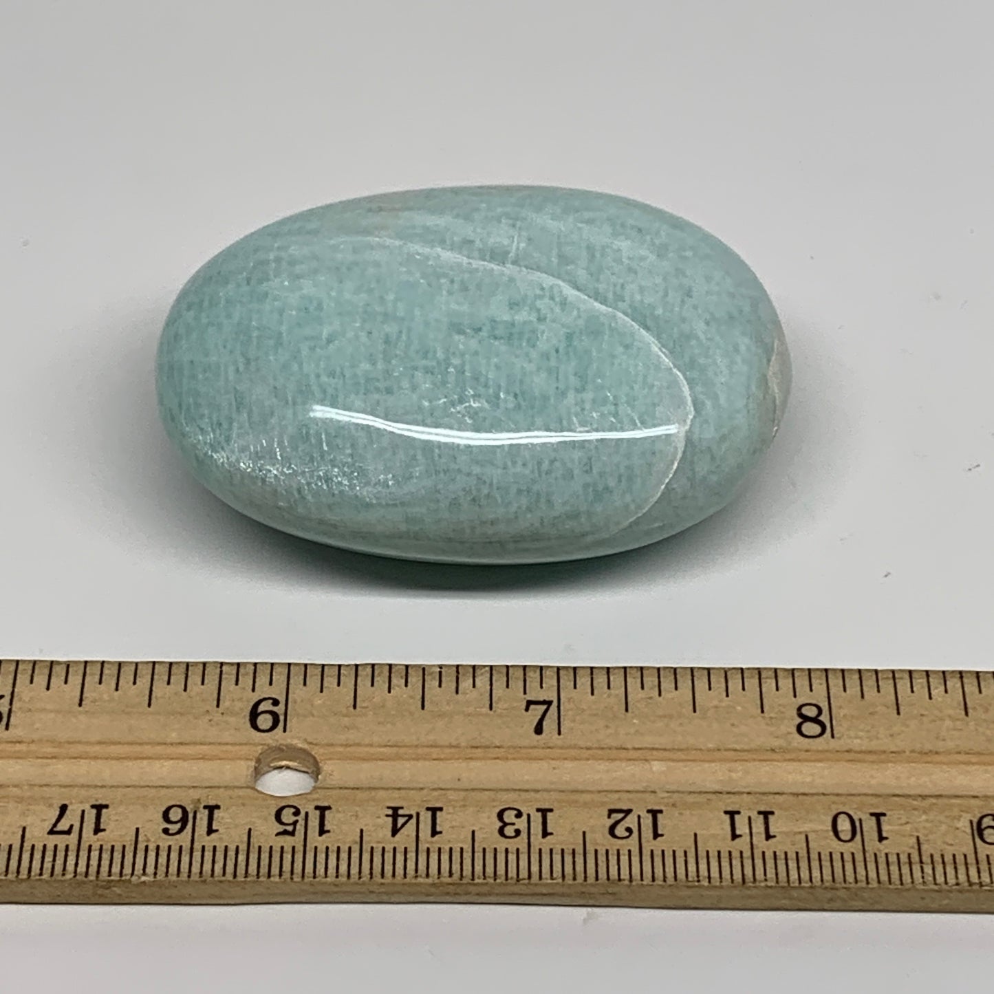 112.2g, 2.5"x1.8"x1", Natural Amazonite Palm-Stone Tumbled Polished, B34702