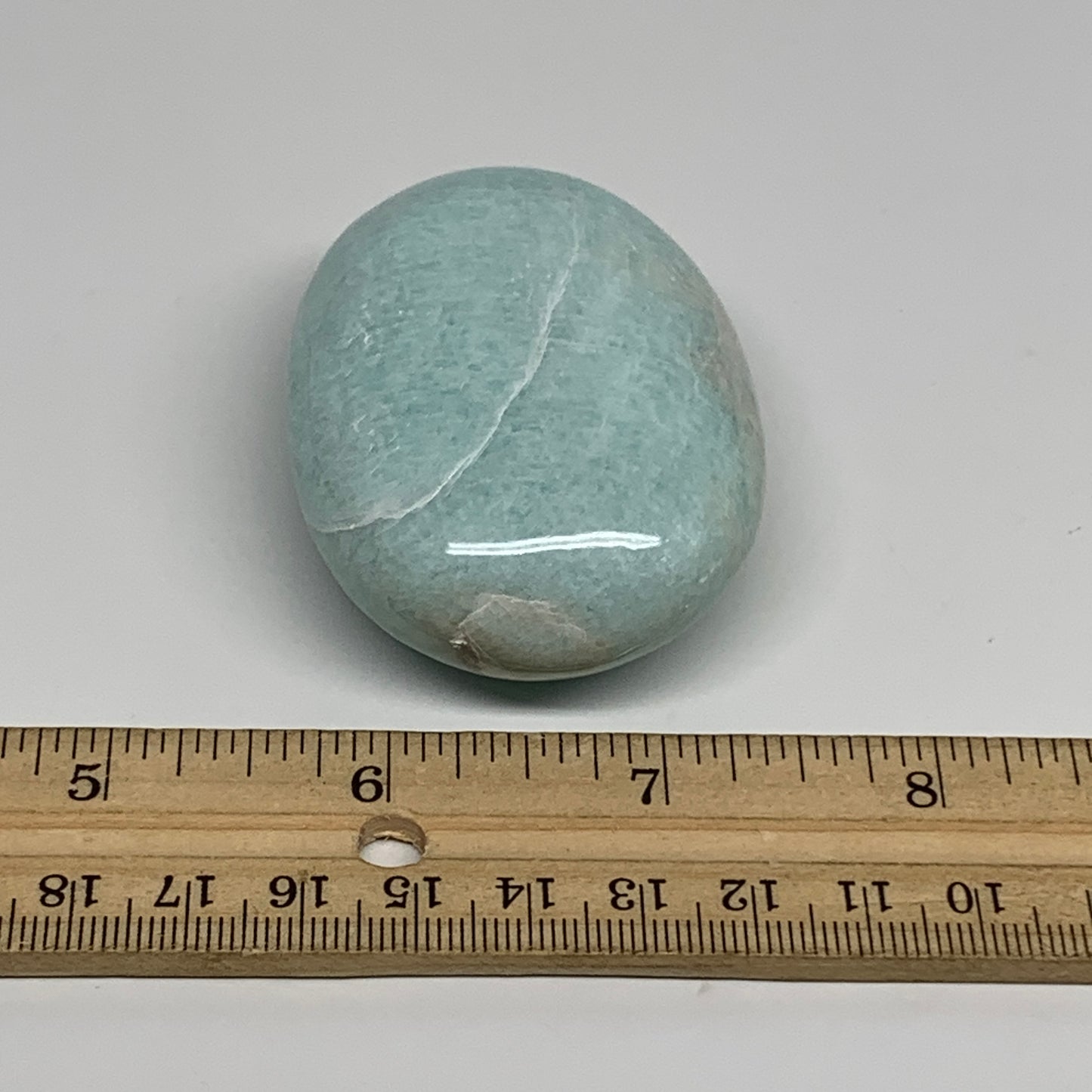 112.2g, 2.5"x1.8"x1", Natural Amazonite Palm-Stone Tumbled Polished, B34702