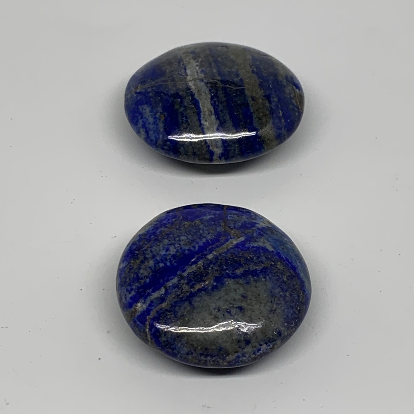 131g, 1.8"-2", 2pcs, Natural Lapis Lazuli Palm Stone @Afghanistan, B36855