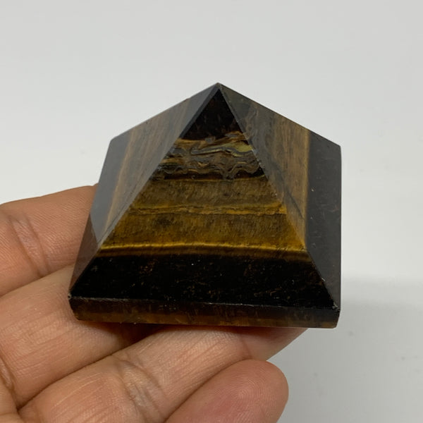 79.1g, 1.4"x1.8"x1.7", Tiger's Eye Pyramid Gemstone,Healing Crystal, B29776