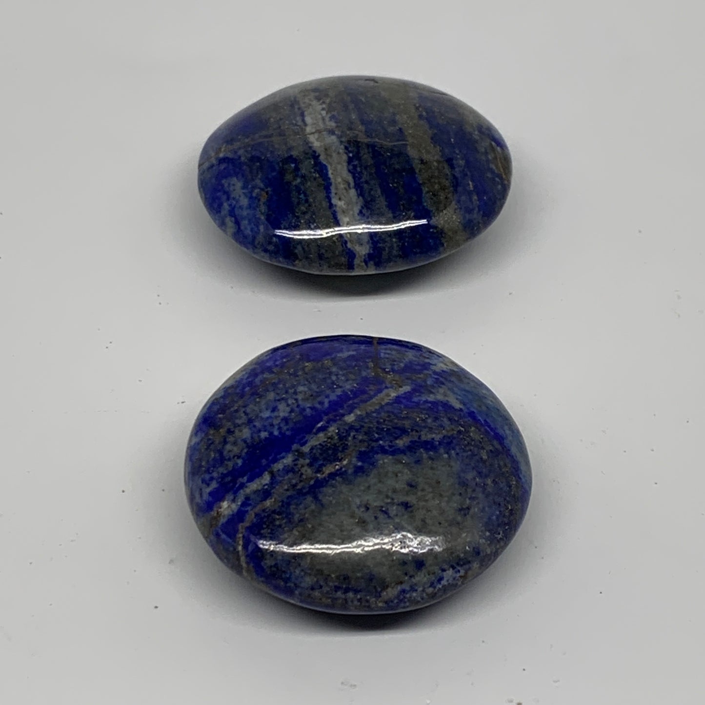 131g, 1.8"-2", 2pcs, Natural Lapis Lazuli Palm Stone @Afghanistan, B36855