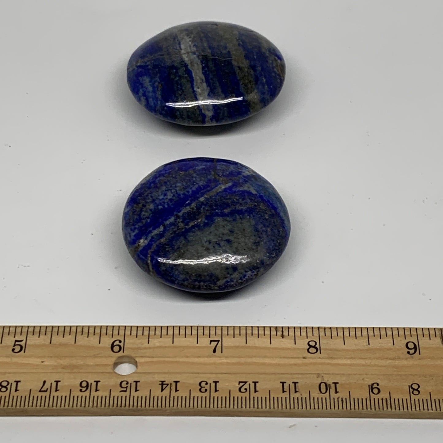 131g, 1.8"-2", 2pcs, Natural Lapis Lazuli Palm Stone @Afghanistan, B36855