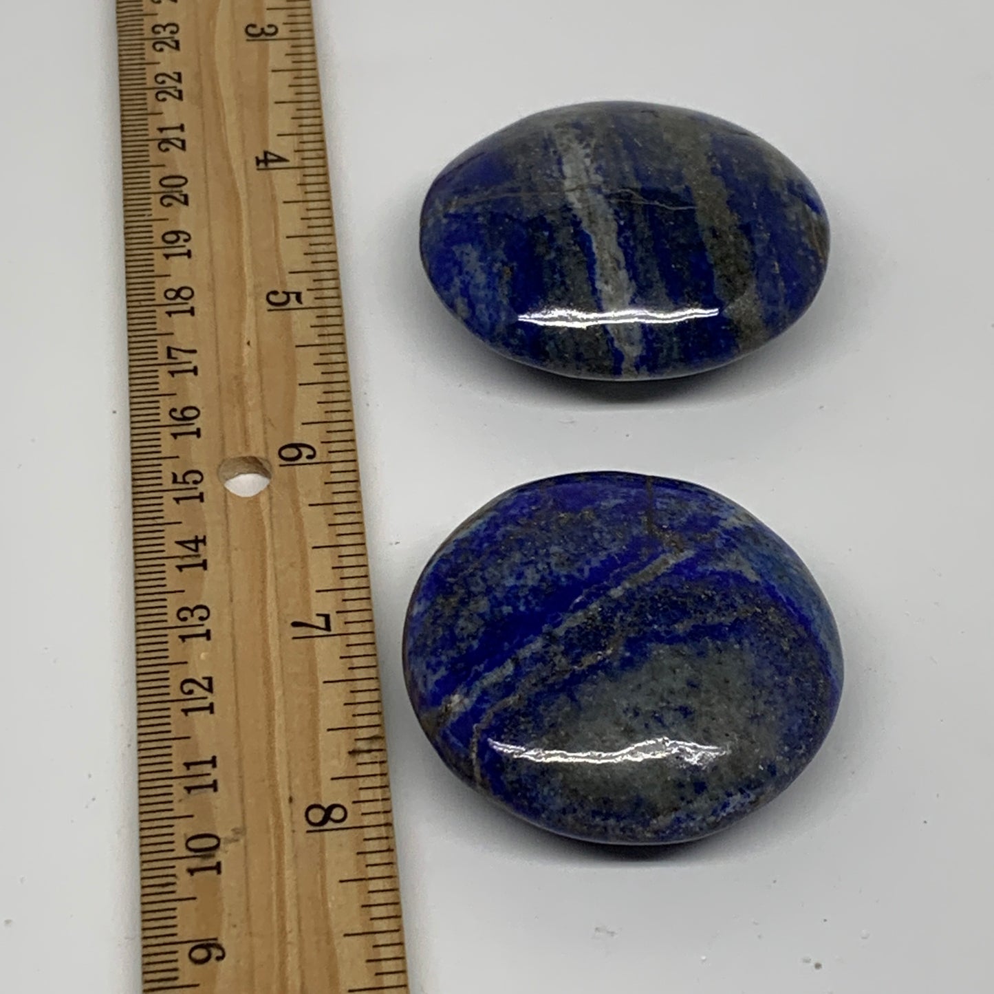 131g, 1.8"-2", 2pcs, Natural Lapis Lazuli Palm Stone @Afghanistan, B36855