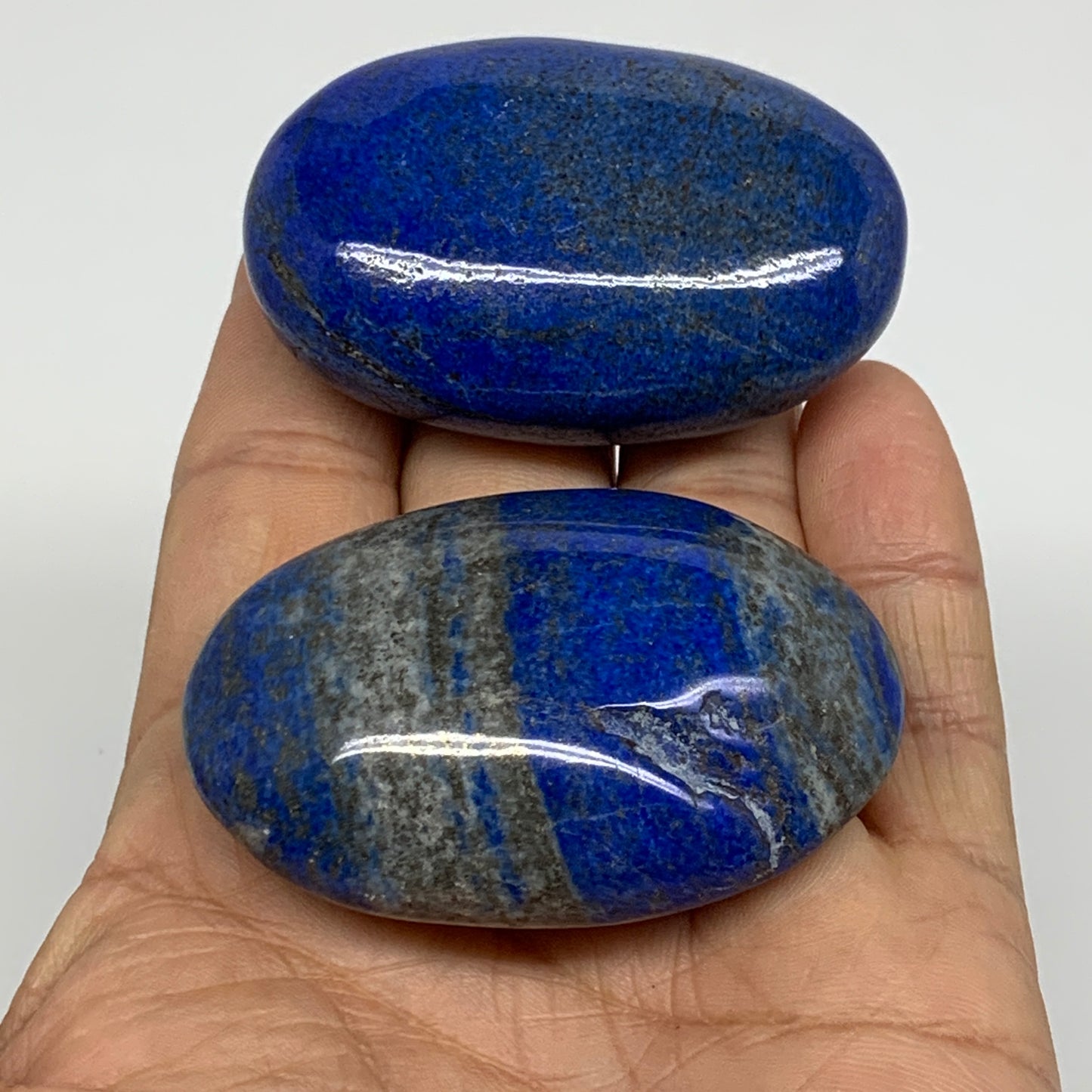 143g, 2.2"-2.2", 2pcs, Natural Lapis Lazuli Palm Stone @Afghanistan, B36856