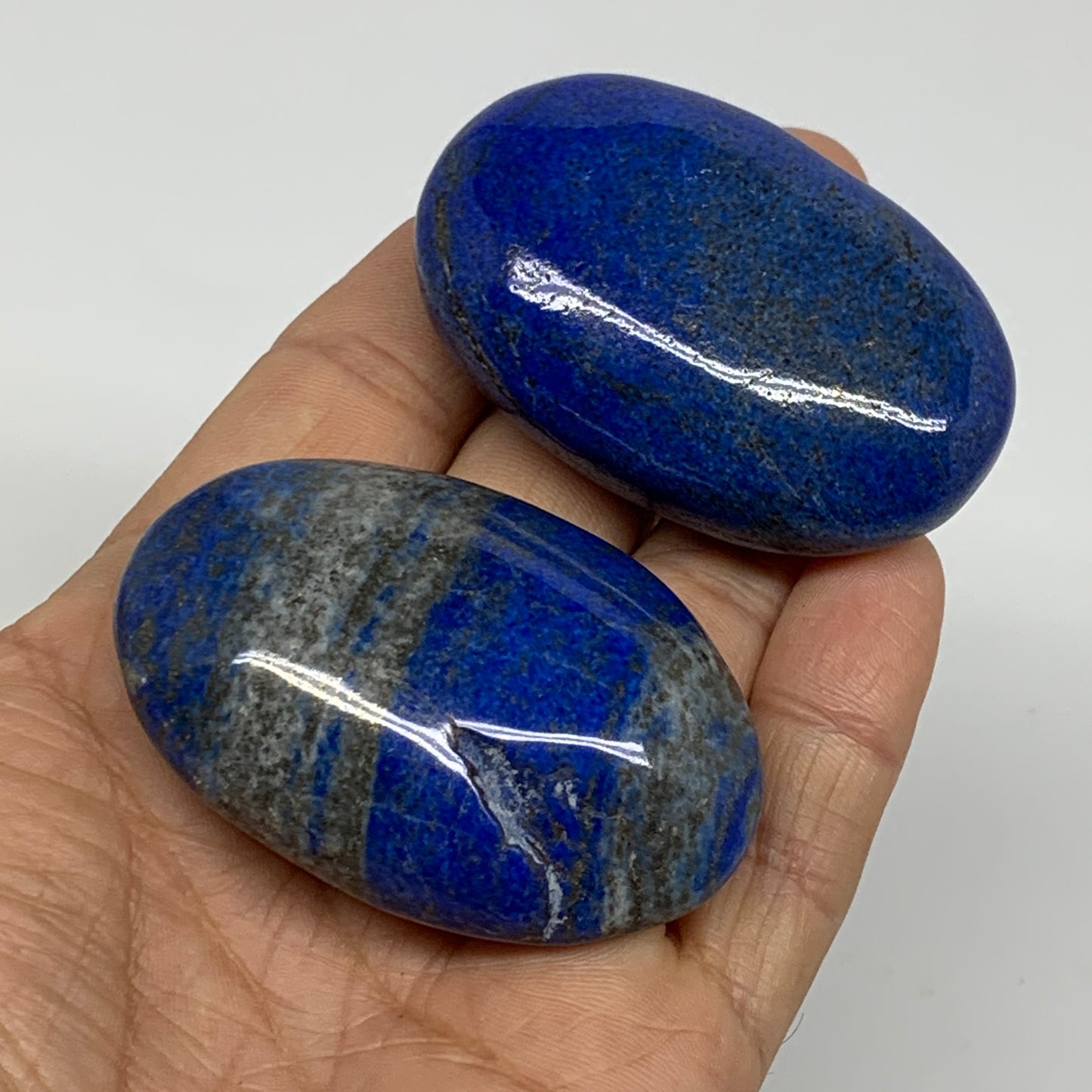 143g, 2.2"-2.2", 2pcs, Natural Lapis Lazuli Palm Stone @Afghanistan, B36856