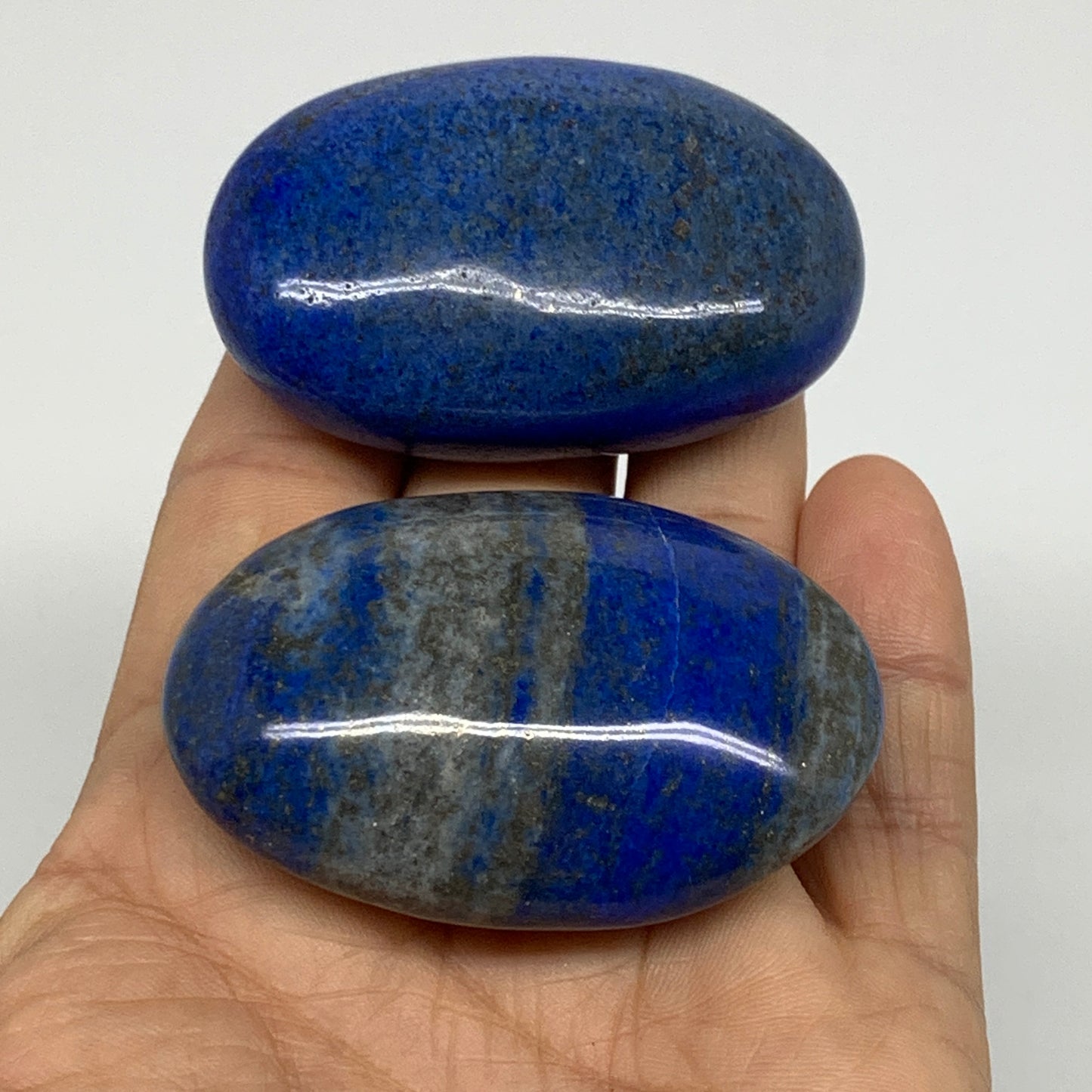 143g, 2.2"-2.2", 2pcs, Natural Lapis Lazuli Palm Stone @Afghanistan, B36856