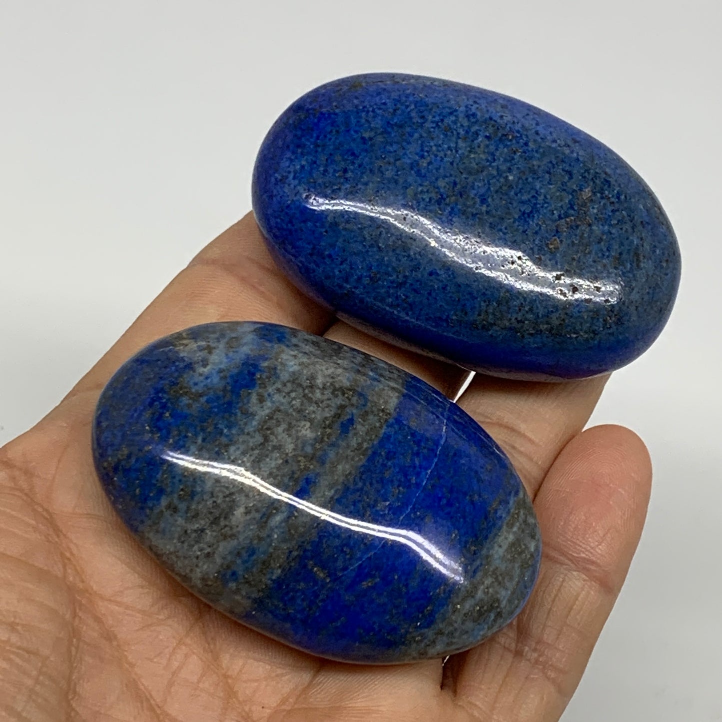 143g, 2.2"-2.2", 2pcs, Natural Lapis Lazuli Palm Stone @Afghanistan, B36856