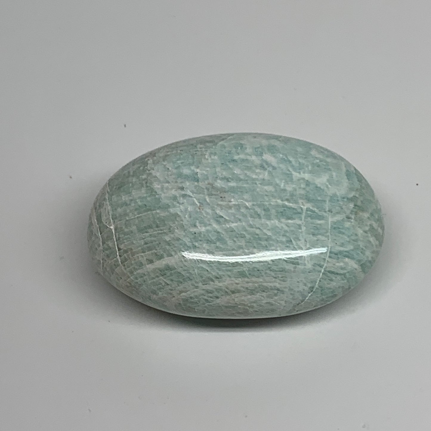 83g, 2.3"x1.6"x0.9", Natural Amazonite Palm-Stone Tumbled Polished, B34704