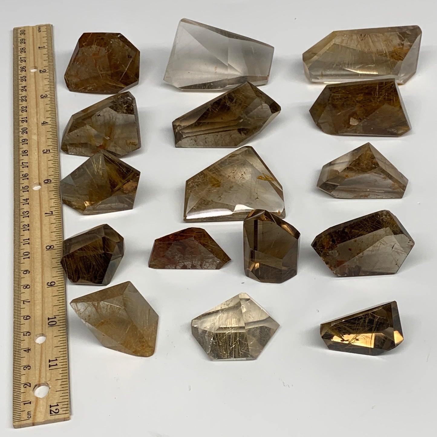 1.73 lb, 1.4"-2.8", 16 pcs, Golden Rutile Quartz Crystal Freeform Chunks, B27457