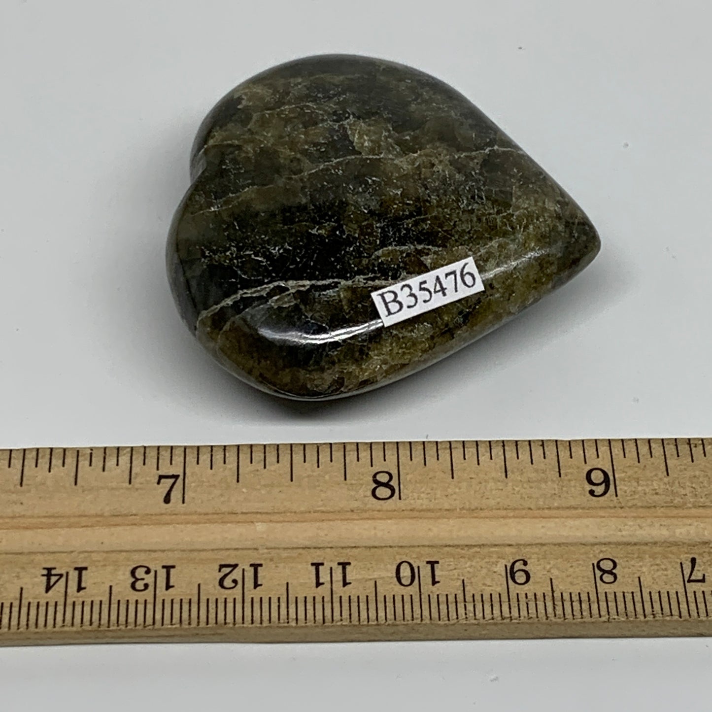 81.5g, 2.1"x2.3"x0.8", Natural Labradorite Heart Polished Crystal, B35476