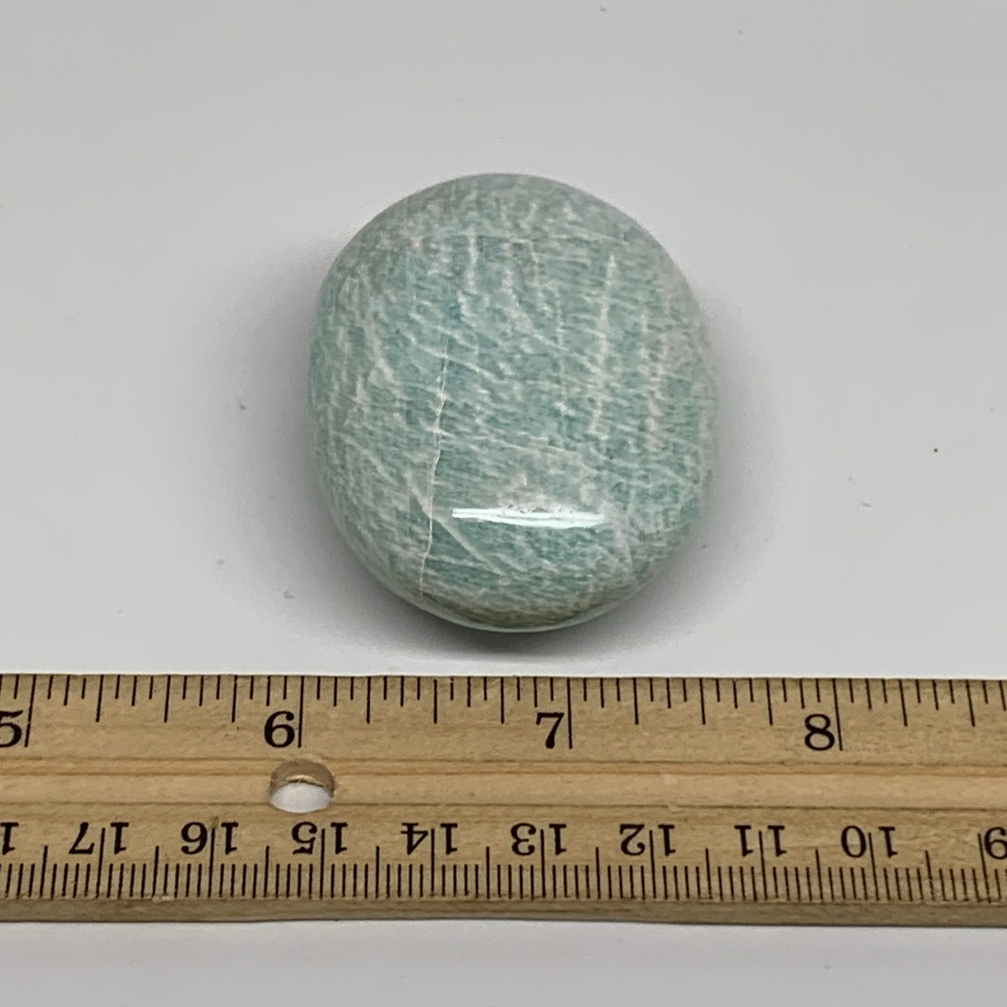 86.9g, 2.3"x1.6"x1", Natural Amazonite Palm-Stone Tumbled Polished, B34705