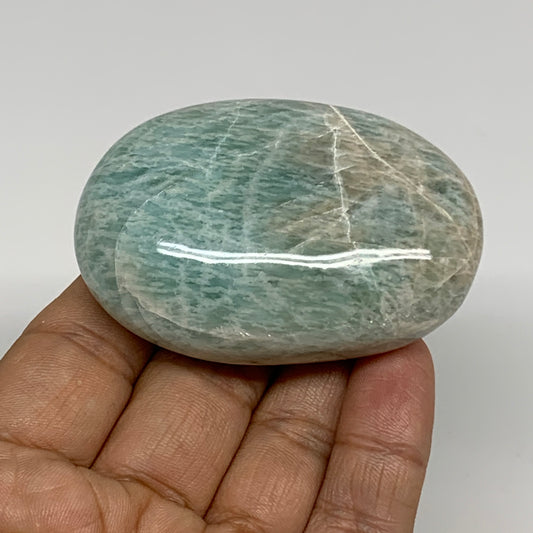 105.4g, 2.5"x1.7"x1", Natural Amazonite Palm-Stone Tumbled Polished, B34706