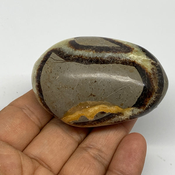 112g, 2.5"x1.8"x1.2", Septarian Nodule Palm-Stone Polished Reiki, B28232