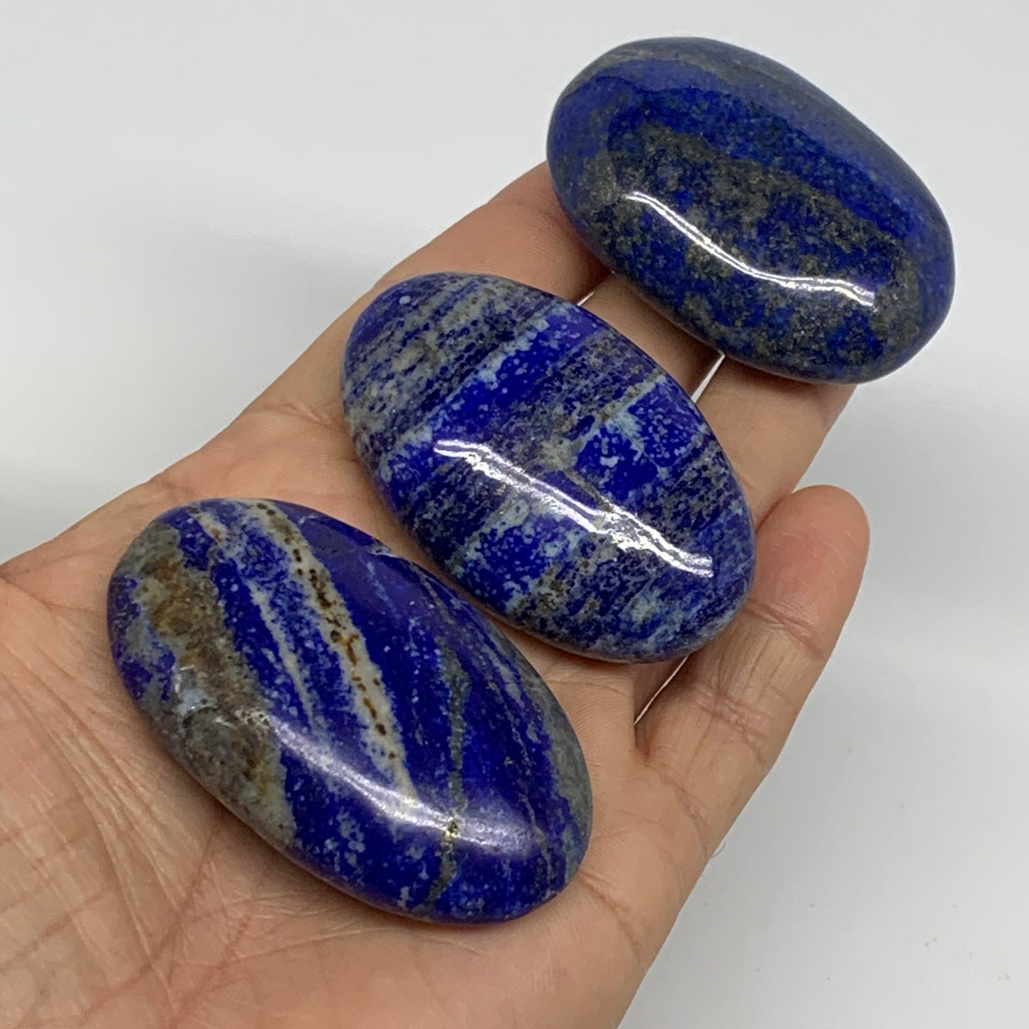 186.6g, 2.1"-2.4", 3pcs, Natural Lapis Lazuli Palm Stone @Afghanistan, B36859