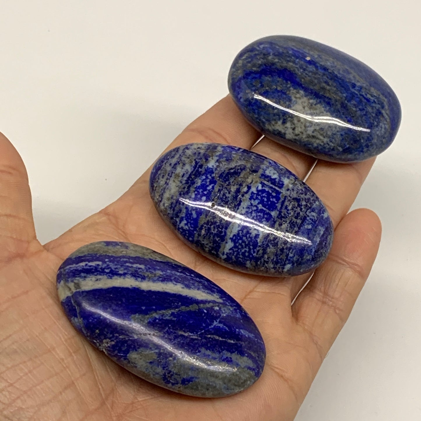 186.6g, 2.1"-2.4", 3pcs, Natural Lapis Lazuli Palm Stone @Afghanistan, B36859