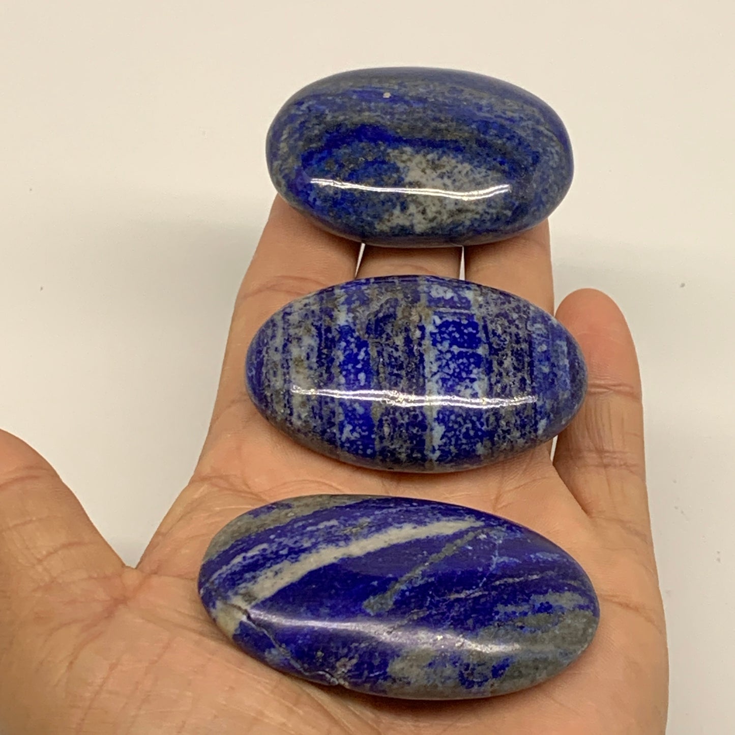 186.6g, 2.1"-2.4", 3pcs, Natural Lapis Lazuli Palm Stone @Afghanistan, B36859