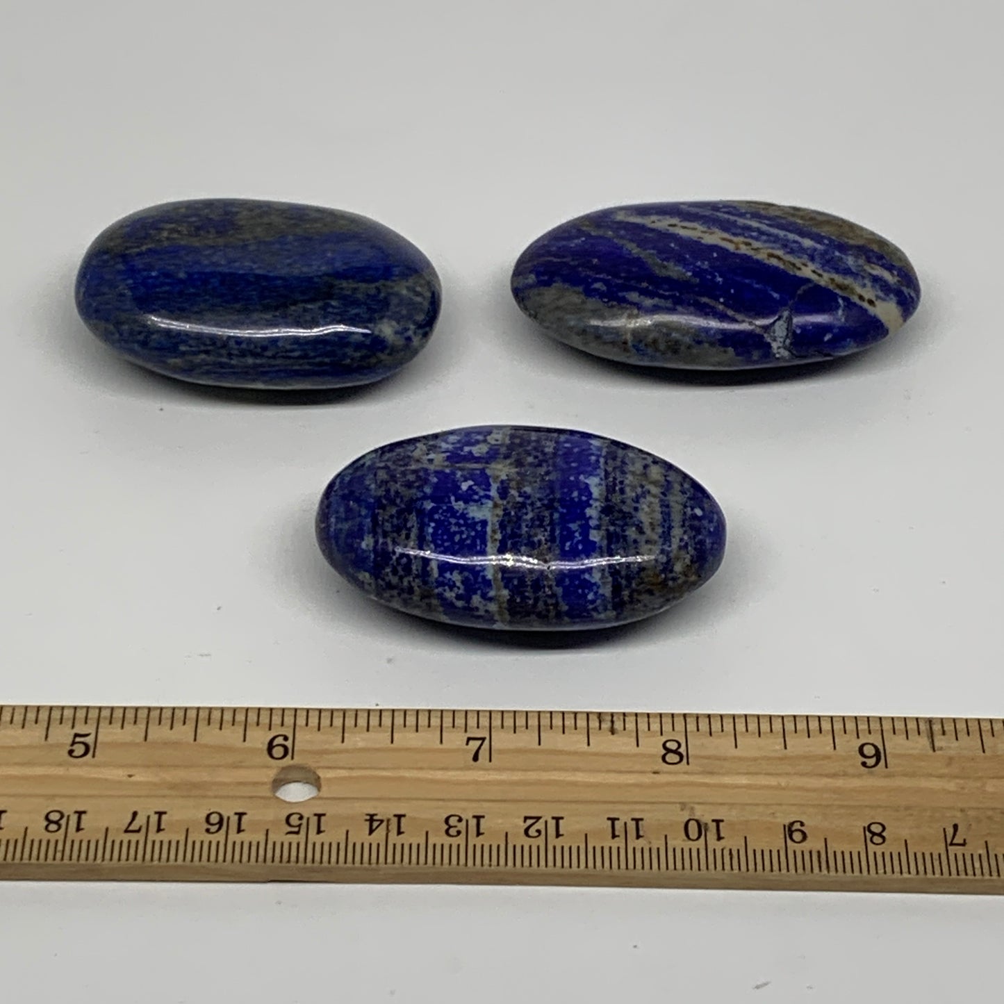 186.6g, 2.1"-2.4", 3pcs, Natural Lapis Lazuli Palm Stone @Afghanistan, B36859