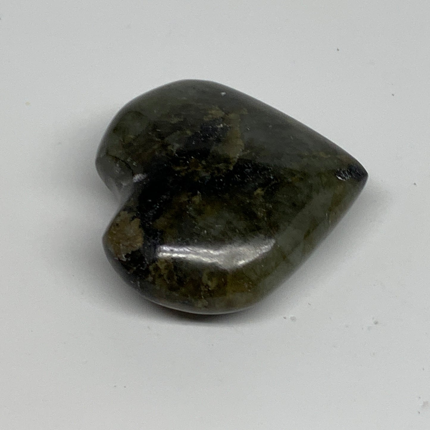 73.1g, 2"x2"x0.8", Natural Labradorite Heart Polished Crystal, B35478