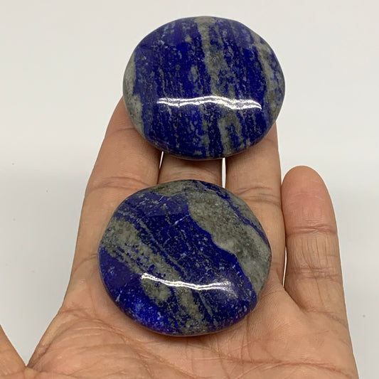 124.6g, 1.8"-1.8", 2pcs, Natural Lapis Lazuli Palm Stone @Afghanistan, B36911