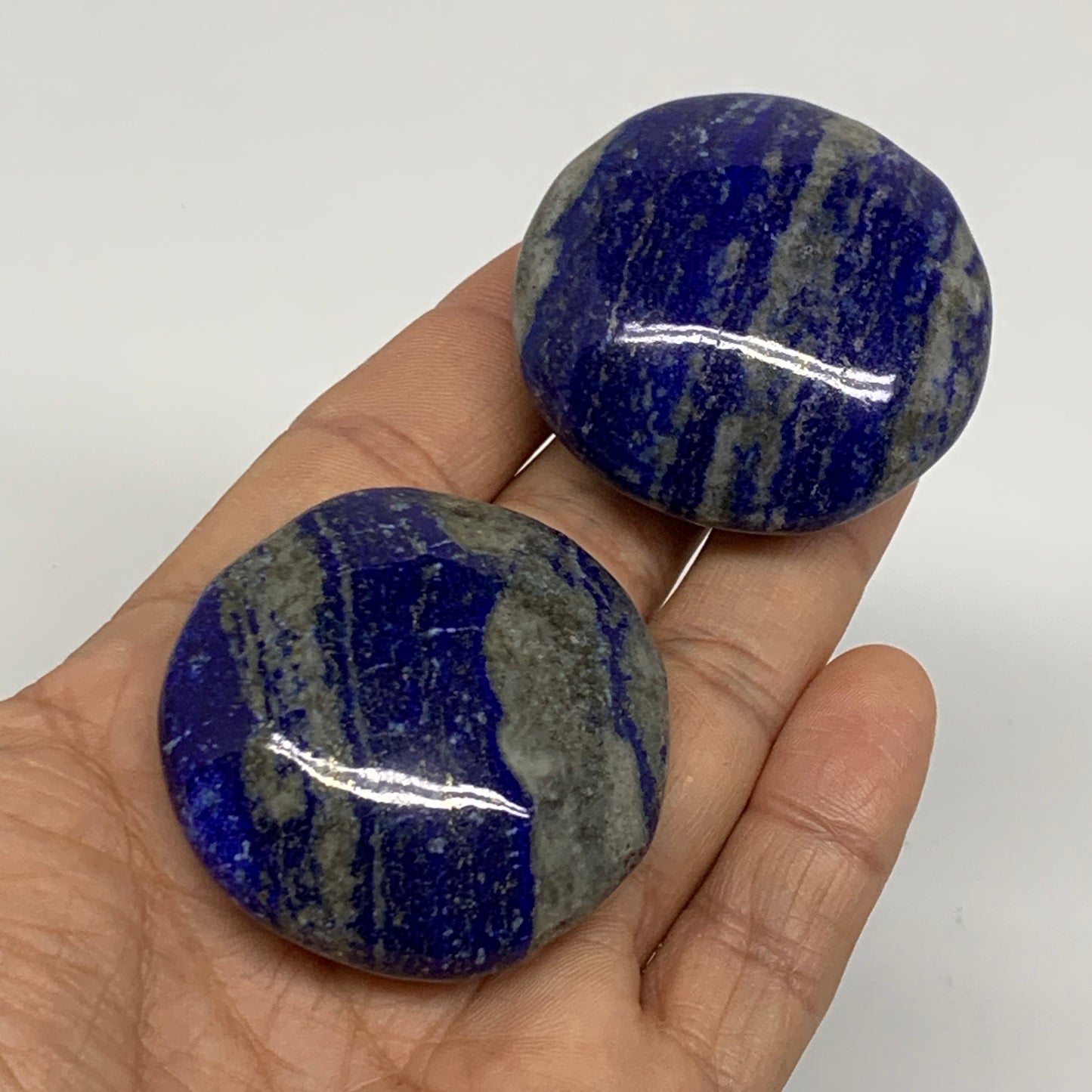 124.6g, 1.8"-1.8", 2pcs, Natural Lapis Lazuli Palm Stone @Afghanistan, B36911