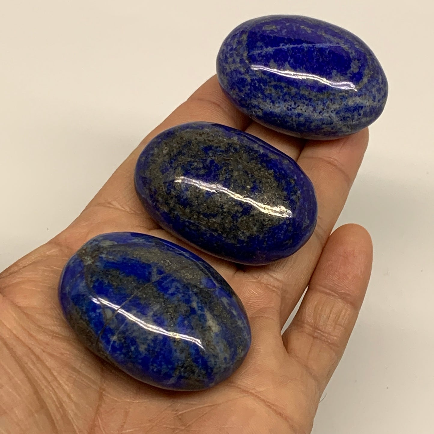 157.6g, 1.8"-1.8", 3pcs, Natural Lapis Lazuli Palm Stone @Afghanistan, B36912