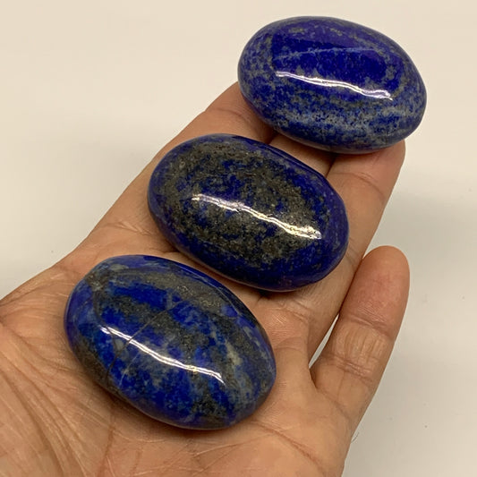 157.6g, 1.8"-1.8", 3pcs, Natural Lapis Lazuli Palm Stone @Afghanistan, B36912