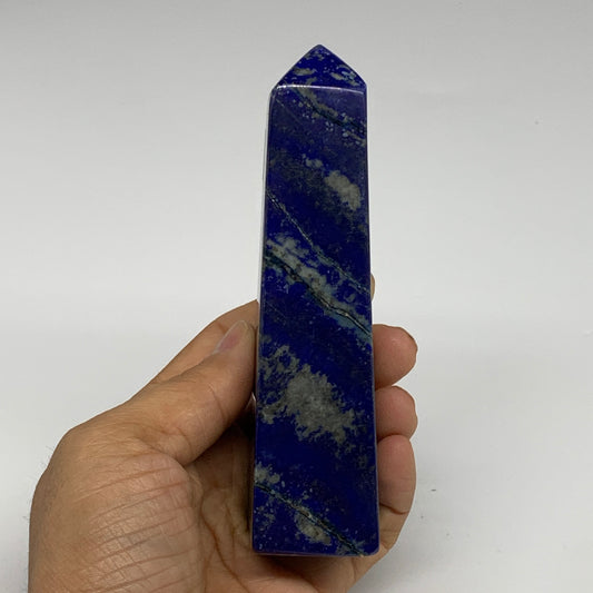 324.1g, 5"x1.4"x1.3", Natural Lapis Lazuli Tower Point Obelisk Afghanistan,B3050