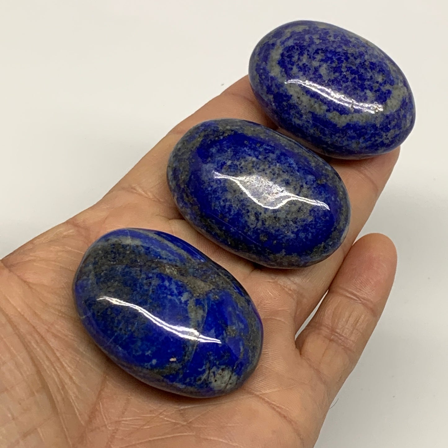 157.6g, 1.8"-1.8", 3pcs, Natural Lapis Lazuli Palm Stone @Afghanistan, B36912