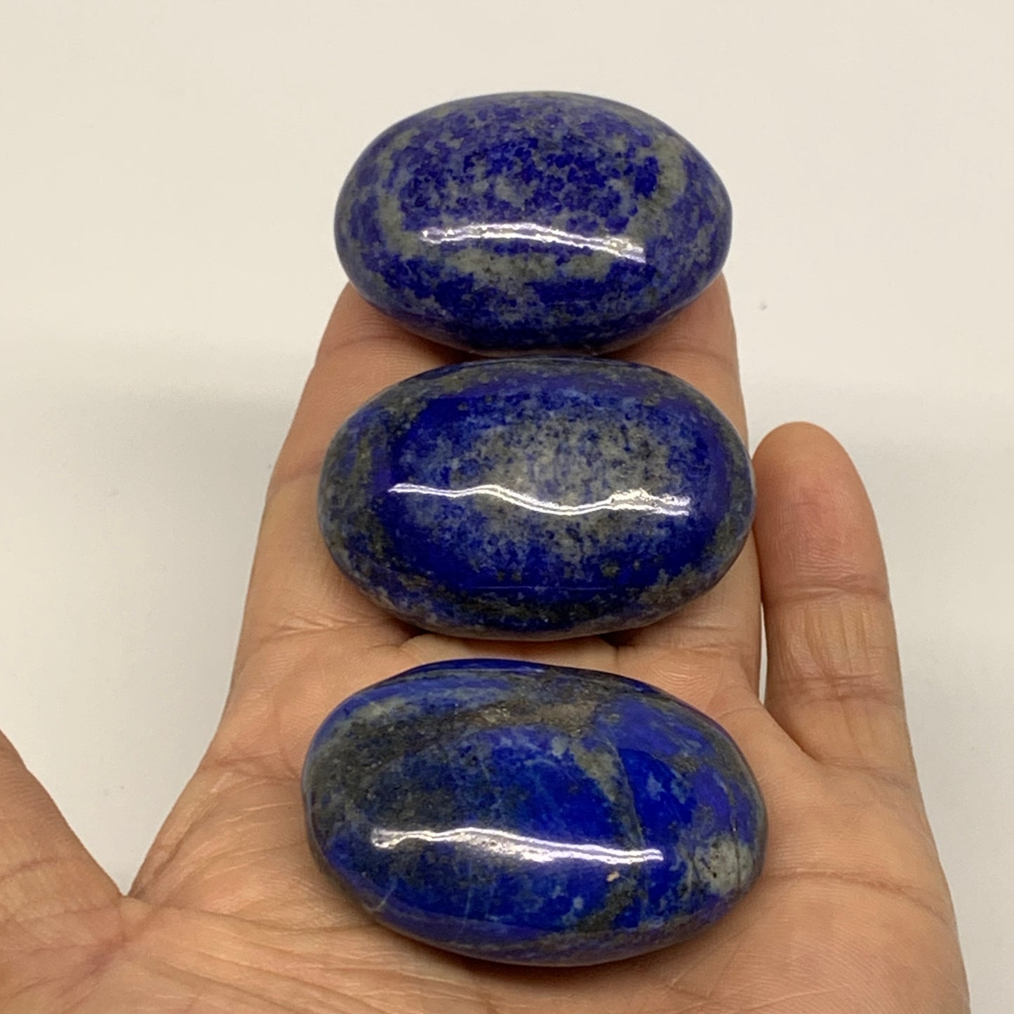 157.6g, 1.8"-1.8", 3pcs, Natural Lapis Lazuli Palm Stone @Afghanistan, B36912