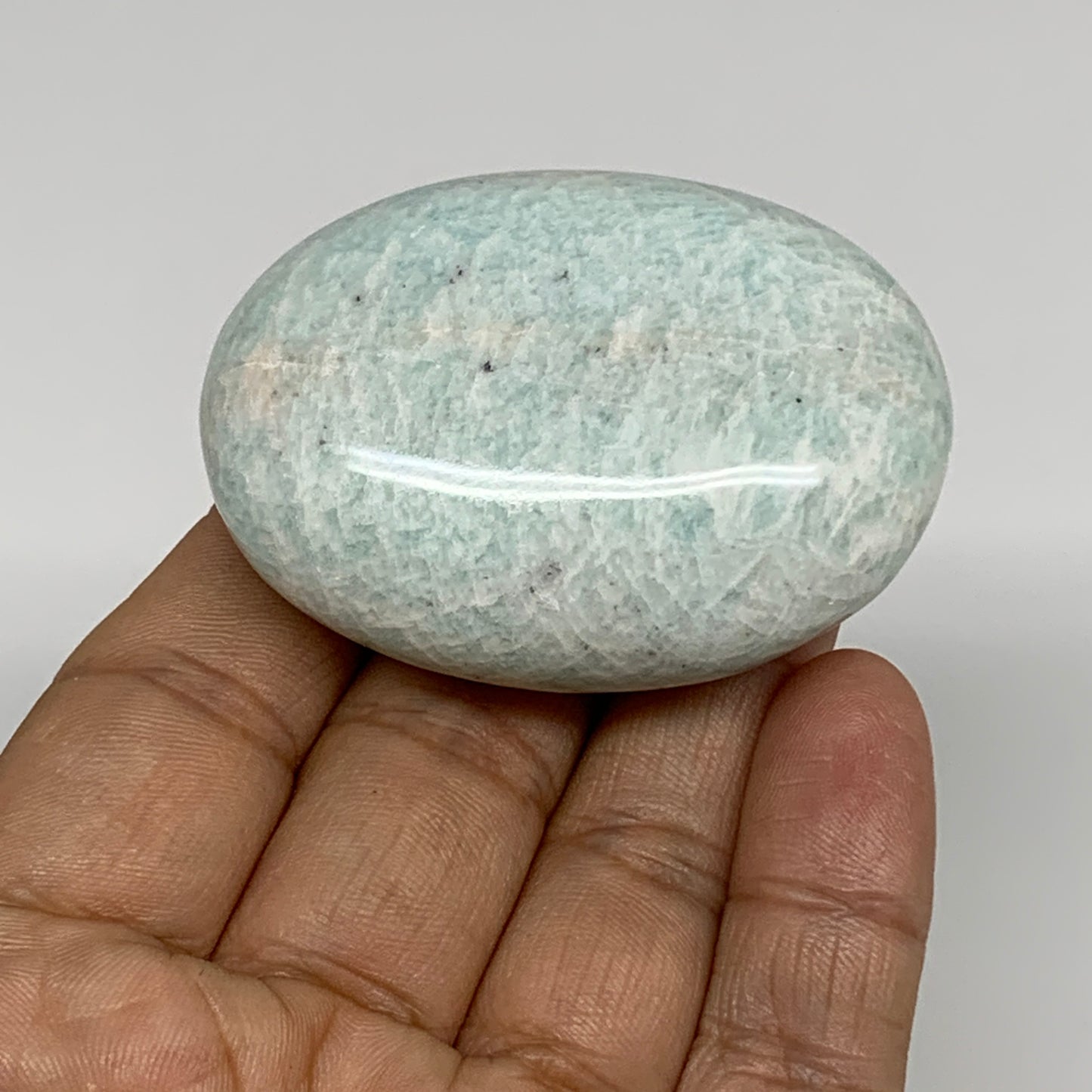 80.7g, 2.2"x1.7"x0.9", Natural Amazonite Palm-Stone Tumbled Polished, B34709