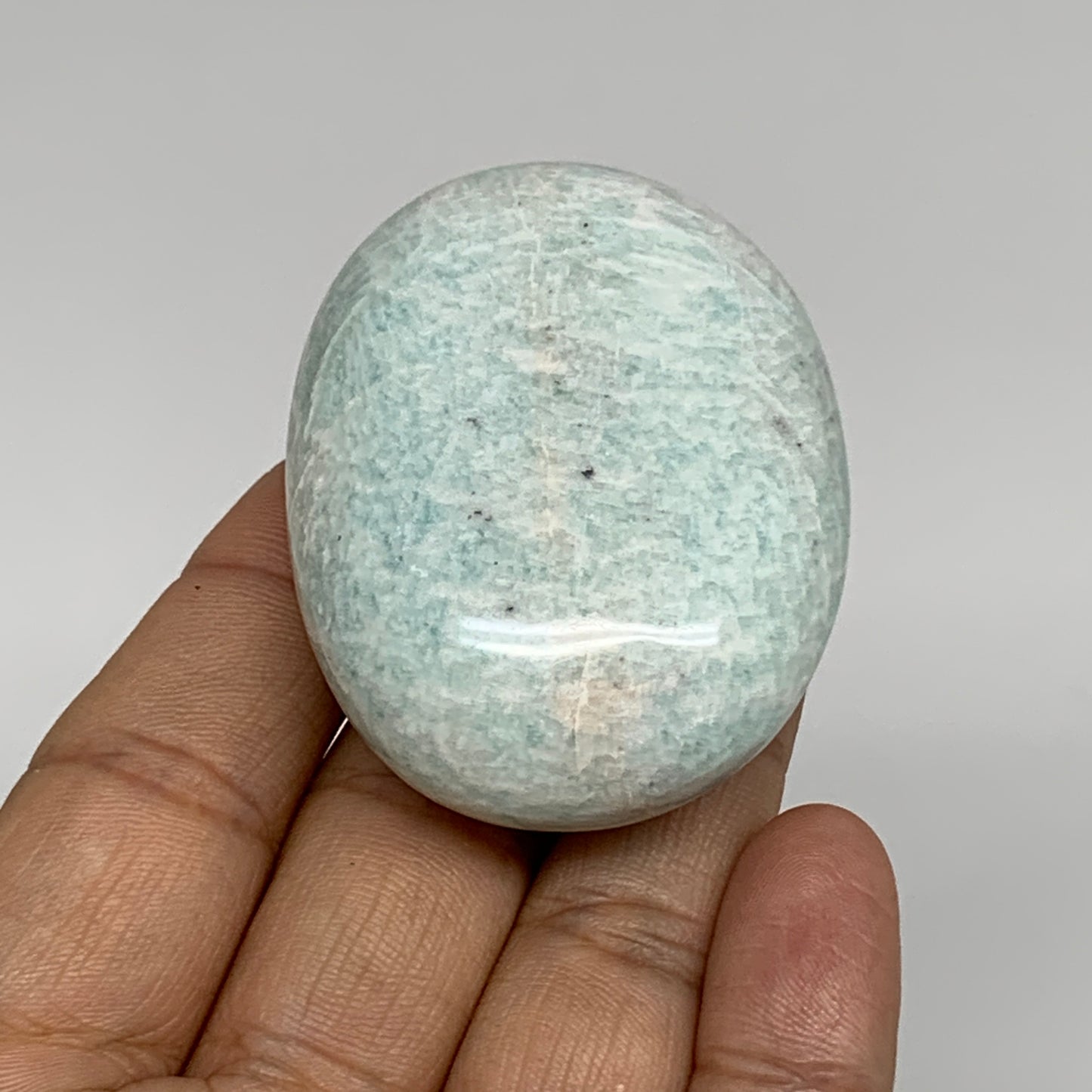 80.7g, 2.2"x1.7"x0.9", Natural Amazonite Palm-Stone Tumbled Polished, B34709