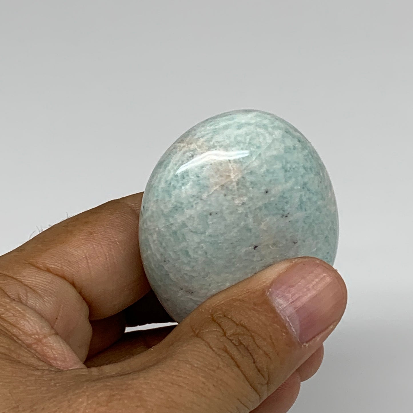 80.7g, 2.2"x1.7"x0.9", Natural Amazonite Palm-Stone Tumbled Polished, B34709