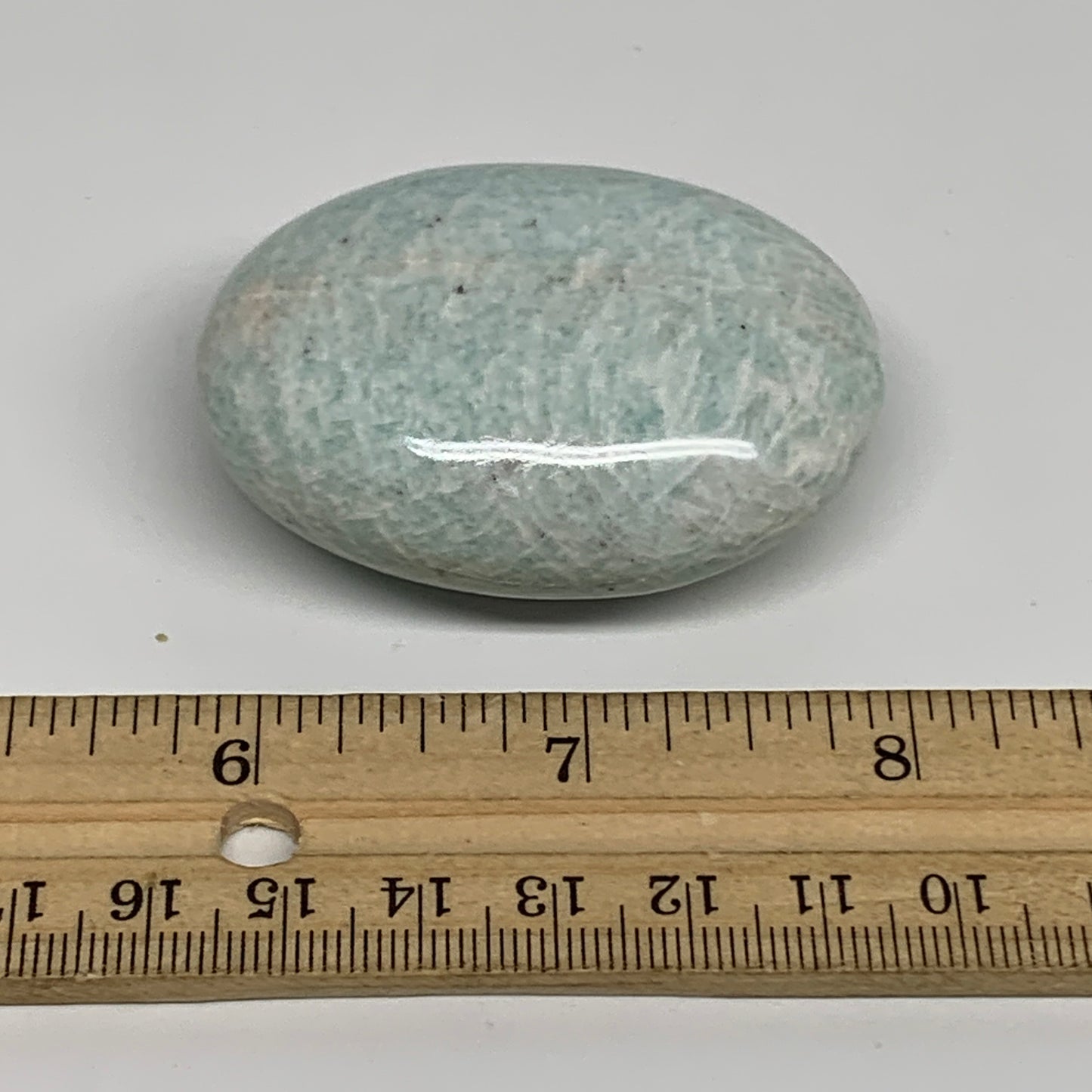 80.7g, 2.2"x1.7"x0.9", Natural Amazonite Palm-Stone Tumbled Polished, B34709