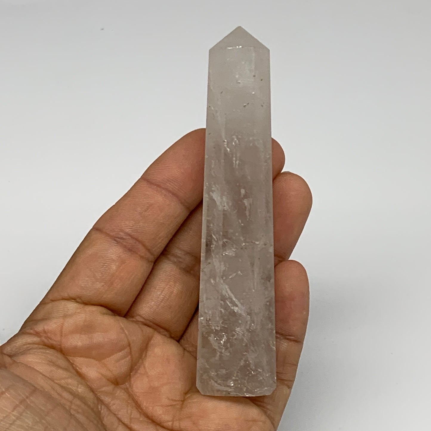 77.2g, 4"x0.8", Natural Quartz Crystal Tower Point Obelisk @India, B31344