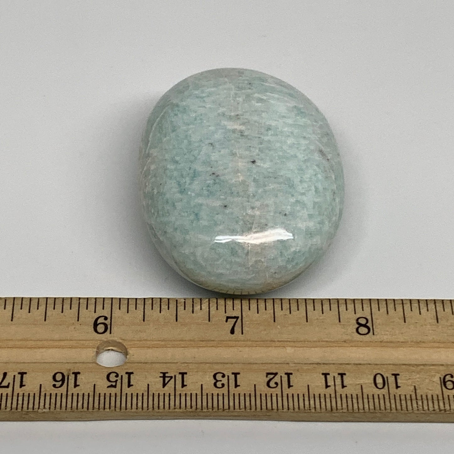 80.7g, 2.2"x1.7"x0.9", Natural Amazonite Palm-Stone Tumbled Polished, B34709