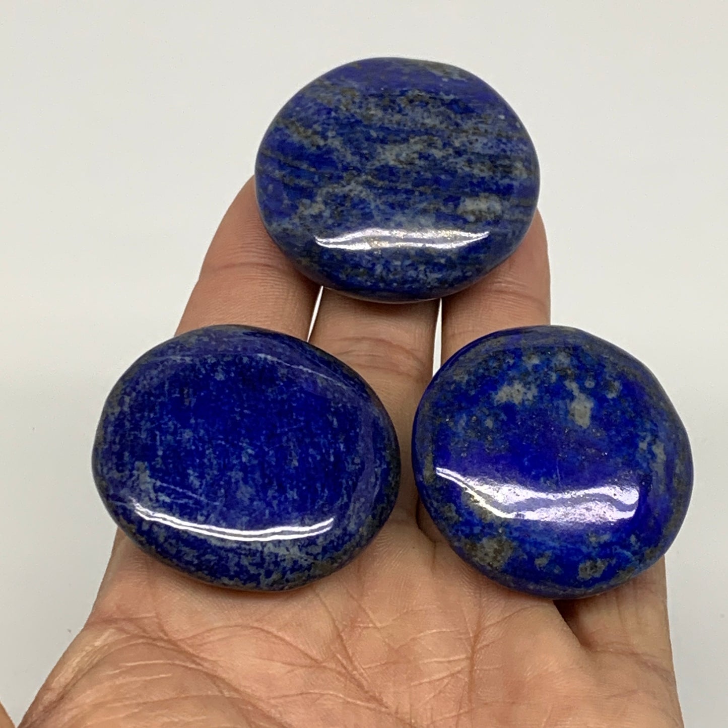 101.6g, 1.5"-1.6", 3pcs, Natural Lapis Lazuli Palm Stone @Afghanistan, B36915