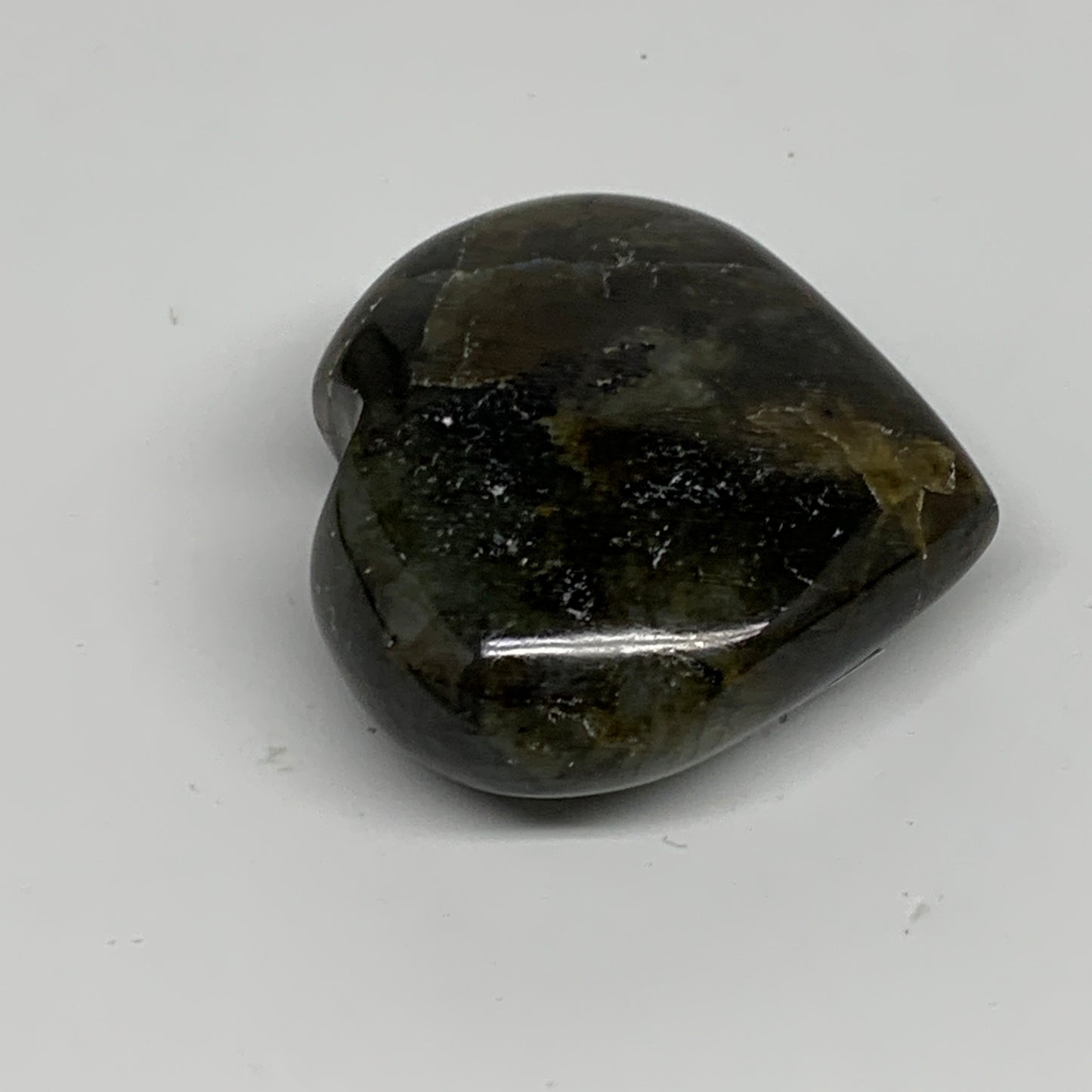 72.2g, 1.9"x2"x0.8", Natural Labradorite Heart Polished Crystal, B35481